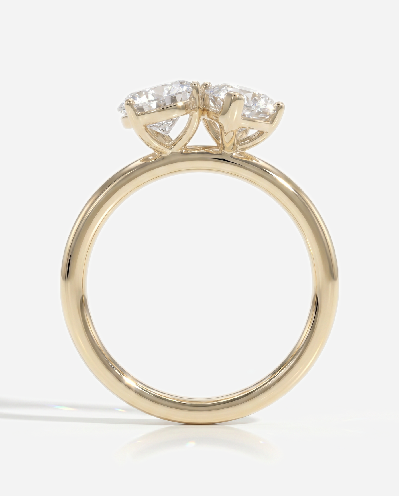 Kara Pear and Marquise Claw Toi et Moi Engagement Ring, lab grown diamond in yellow gold, side profile