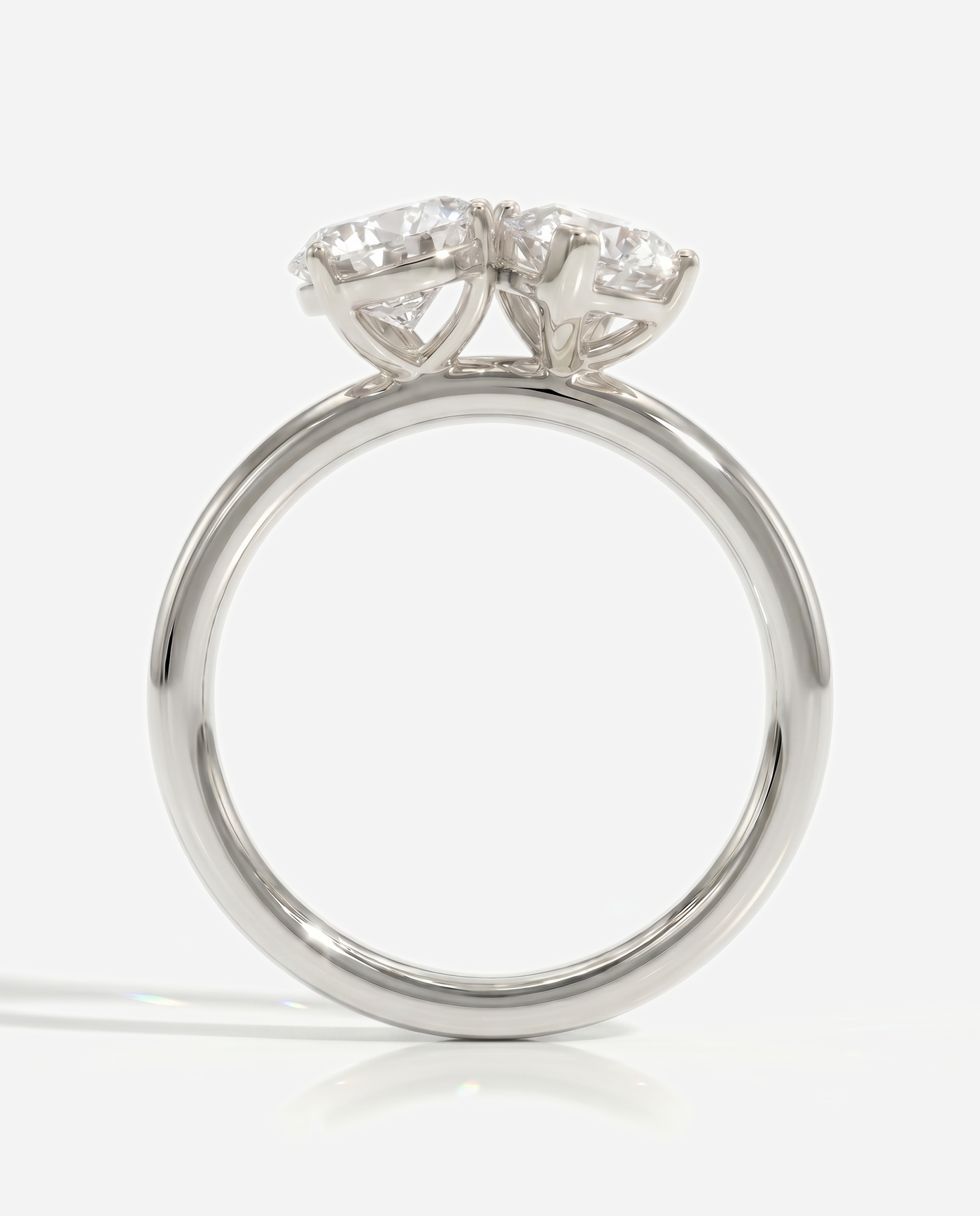 Kara Pear and Marquise Claw Toi et Moi Engagement Ring, lab grown diamond in white gold, side profile