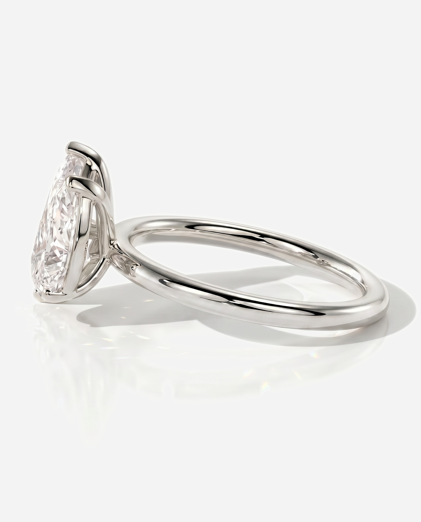 Kara Pear and Marquise Claw Toi et Moi Engagement Ring, lab grown diamond in white gold, detail view