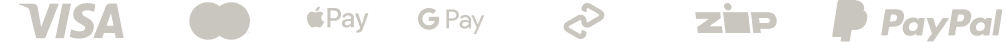 Visa, Mastercard, Apple Pay, Google Pay, Afterpay, Zip, PayPal